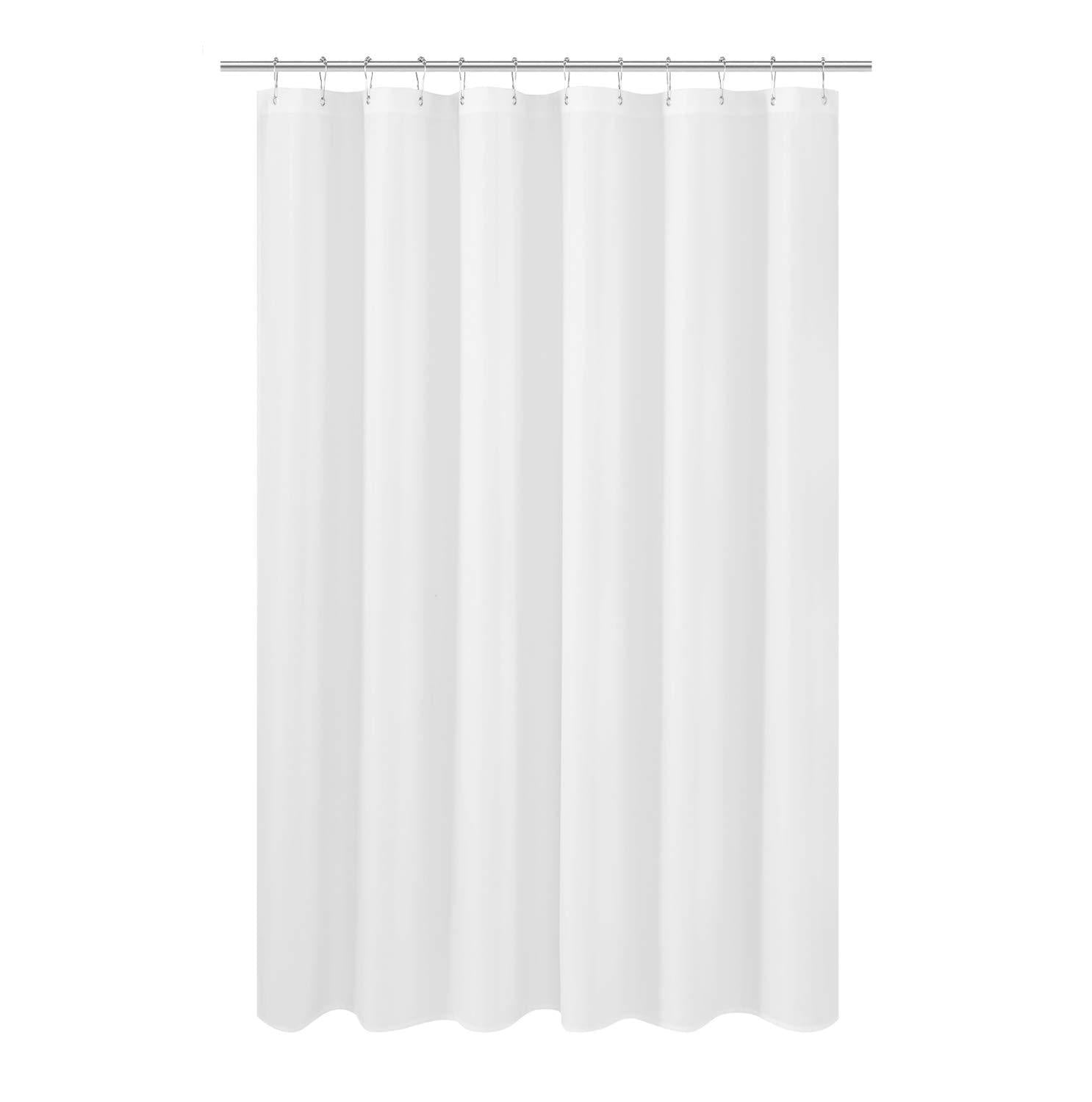 N&Y HOME Extra Long Shower Curtain Liner Fabric 72 x 96 inches, Hotel Quality, Washable, Water Repellent, White Spa Bathroom Curtains with Grommets, 72x96
