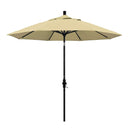 California Umbrella 9' Round Aluminum Market Umbrella, Crank Lift, Collar Tilt, White Pole, Sunbrella Pacific Blue