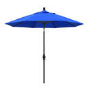 California Umbrella 9' Round Aluminum Market Umbrella, Crank Lift, Collar Tilt, White Pole, Sunbrella Pacific Blue