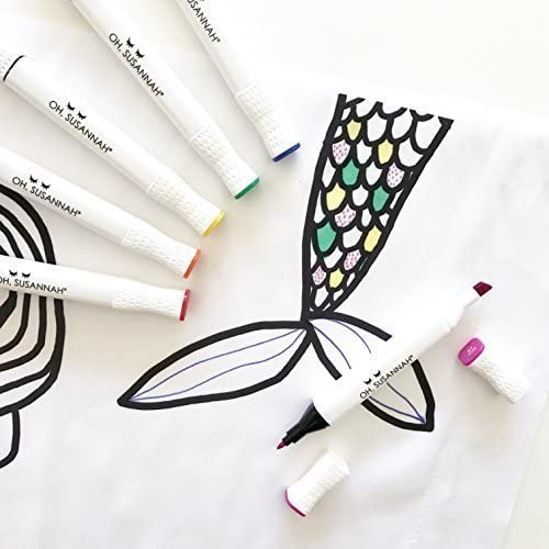Oh, Susannah Donut Coloring Pillowcase Kit (1 Pillow Cover 20 by 30 Inches) with Permanent Fabric Markers Included Kindergarten Color Your Own Pillow Cover Doodle Pillowcase