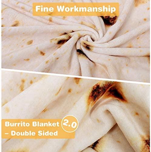 LetsFunny Burrito Tortilla Wrap Blanket, Burrito Wrap Novelty Blanket Tortilla Towel for Adults/Kids, Giant Round Beach Towel/Throw Blanket/Picnic Blanket (Yellow 6, 71.00)