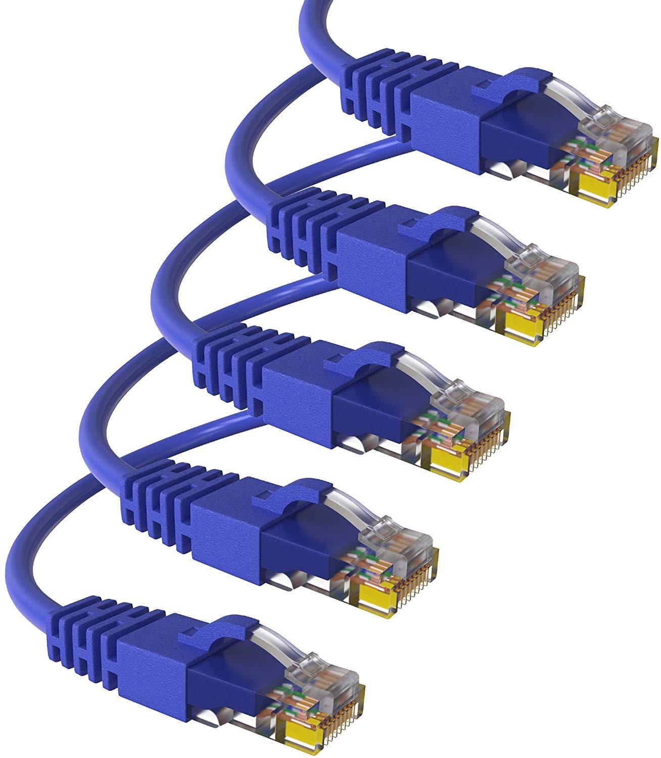 Maximm Ethernet Cable Cat6 Snagless - 6 Feet - Multi-Color - [5 Pack] - Pure Copper - UL Listed - Cable Ties Included