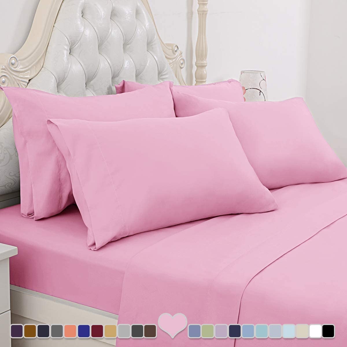 BYSURE Hotel Luxury Bed Sheets Set 4 Piece(Twin, Black) - Super Soft 1800 Thread Count 100% Microfiber Sheets with Deep Pockets, Wrinkle & Fade Resistant