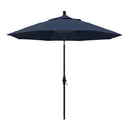 California Umbrella 9' Round Aluminum Market Umbrella, Crank Lift, Collar Tilt, White Pole, Sunbrella Pacific Blue