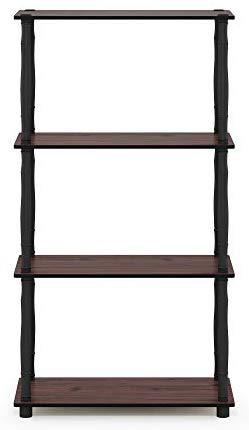Furinno (99557BK/GY) Turn-N-Tube 4-Tier Multipurpose Shelf Display Rack - Black/Grey