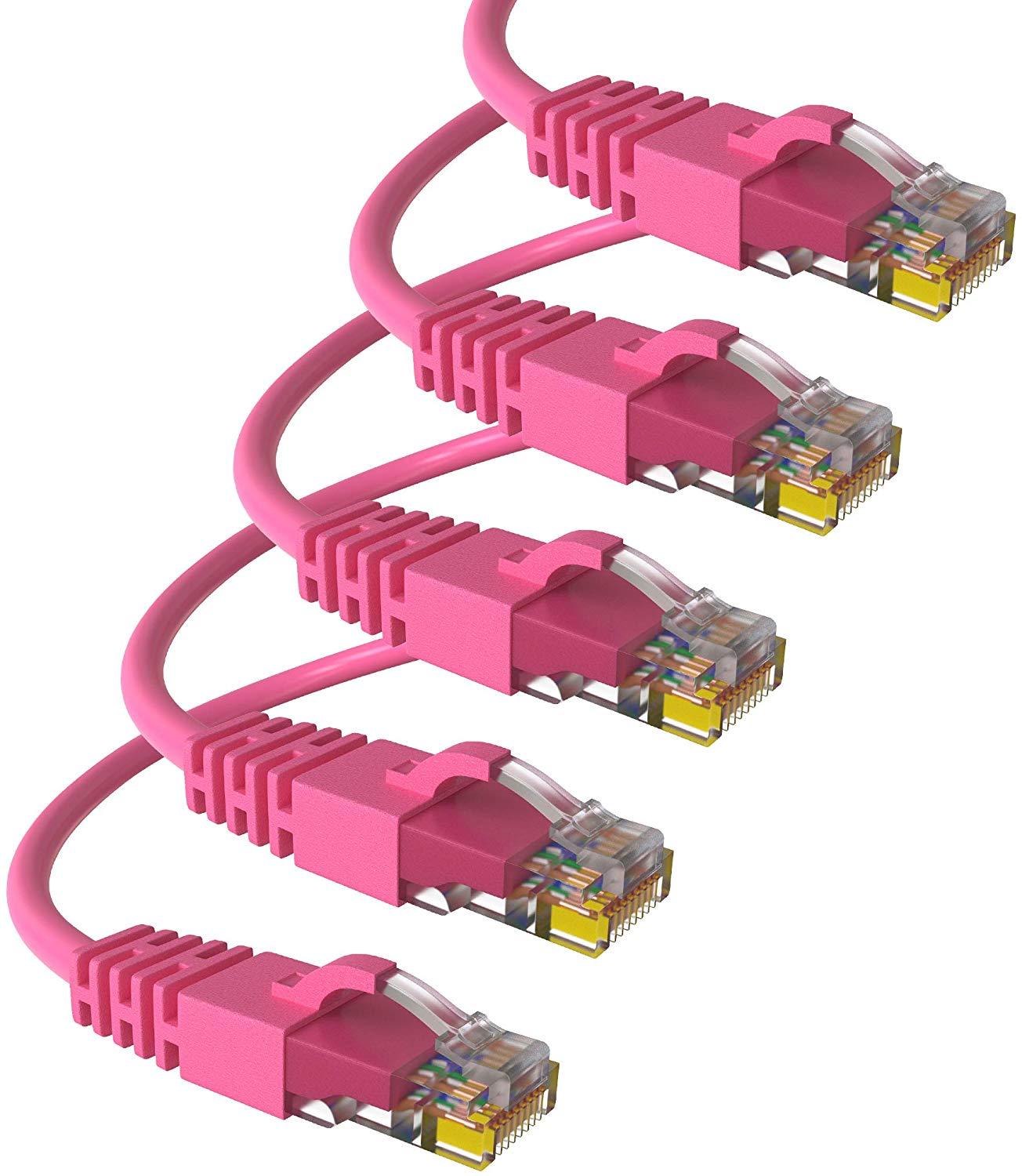 Maximm Ethernet Cable Cat6 Snagless - 6 Feet - Multi-Color - [5 Pack] - Pure Copper - UL Listed - Cable Ties Included