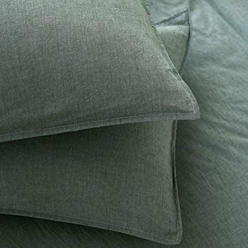 SORMAG 100% Washed Cotton Duvet Cover 3 Piece, Comforter Cover California King Size, Ultra Soft with Zipper Closure, Corner Ties, Simple Bedding Style, Gray White Plaid