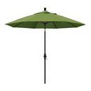 California Umbrella 9' Round Aluminum Market Umbrella, Crank Lift, Collar Tilt, White Pole, Sunbrella Pacific Blue