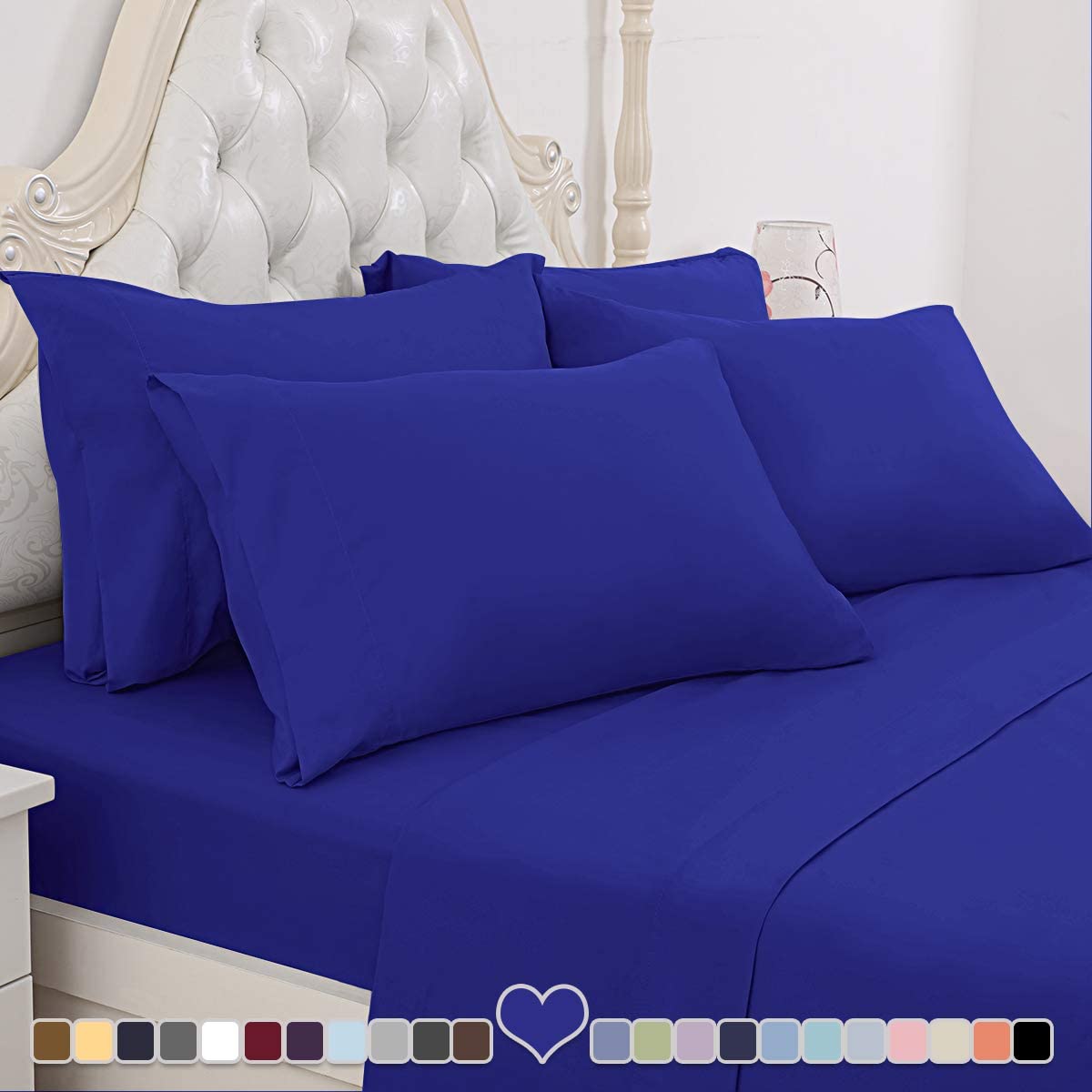 BYSURE Hotel Luxury Bed Sheets Set 4 Piece(Twin, Black) - Super Soft 1800 Thread Count 100% Microfiber Sheets with Deep Pockets, Wrinkle & Fade Resistant