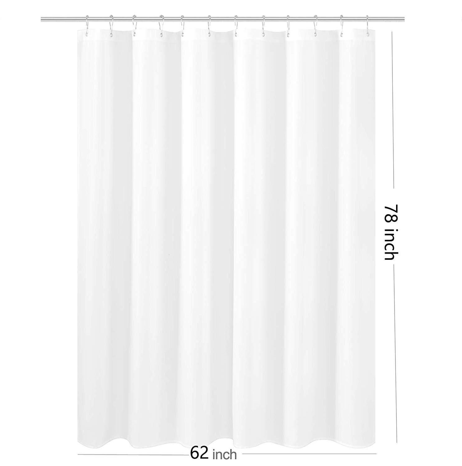 N&Y HOME Caregiver Attendant 36 inches Height Weighted Fabric Shower Curtain Machine Washable,Water Repellent Bathroom Curtains with Grommets, White, 48x36 inch