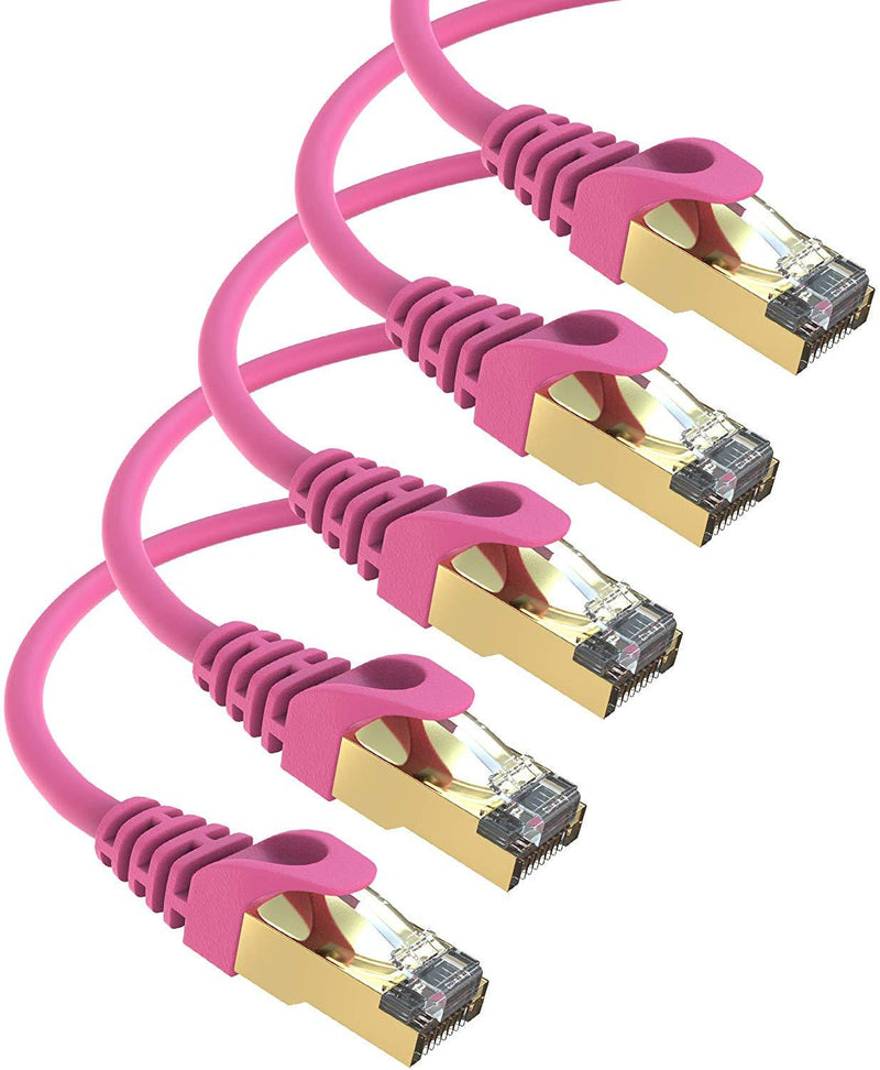 Maximm Cat7 Ethernet Cable, 15 Feet, Green, 5-Pack - Pure Copper - RJ45 Gold-Plated Snagless Connectors 600 MHz, 10 Gbps. for Fast Network & Computer Networking + Cable Clips and Ties