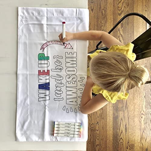 Oh, Susannah Donut Coloring Pillowcase Kit (1 Pillow Cover 20 by 30 Inches) with Permanent Fabric Markers Included Kindergarten Color Your Own Pillow Cover Doodle Pillowcase