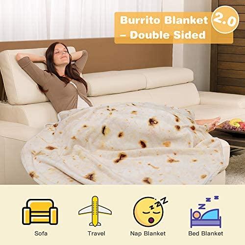 LetsFunny Burrito Tortilla Wrap Blanket, Burrito Wrap Novelty Blanket Tortilla Towel for Adults/Kids, Giant Round Beach Towel/Throw Blanket/Picnic Blanket (Yellow 6, 71.00)