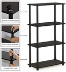 Furinno (99557BK/GY) Turn-N-Tube 4-Tier Multipurpose Shelf Display Rack - Black/Grey