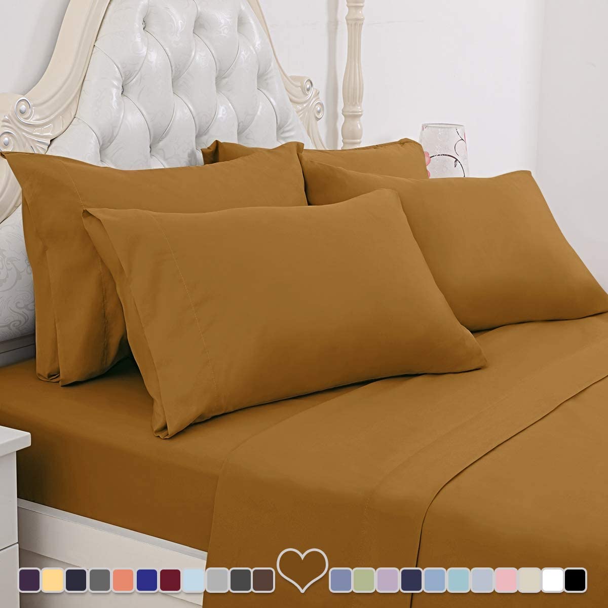 BYSURE Hotel Luxury Bed Sheets Set 4 Piece(Twin, Black) - Super Soft 1800 Thread Count 100% Microfiber Sheets with Deep Pockets, Wrinkle & Fade Resistant