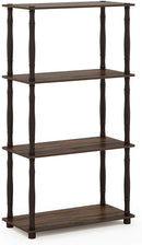 Furinno (99557BK/GY) Turn-N-Tube 4-Tier Multipurpose Shelf Display Rack - Black/Grey