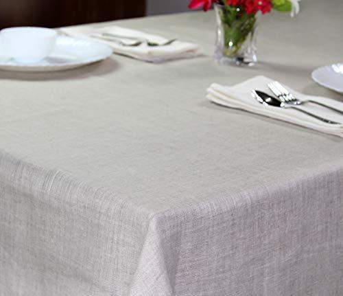 COTTON CRAFT 100% Linen Hemstitch Table Cloth - Size 60x90 Natural - Hand Crafted and Hand Stitched Table Cloth with Hemstitch Detailing.