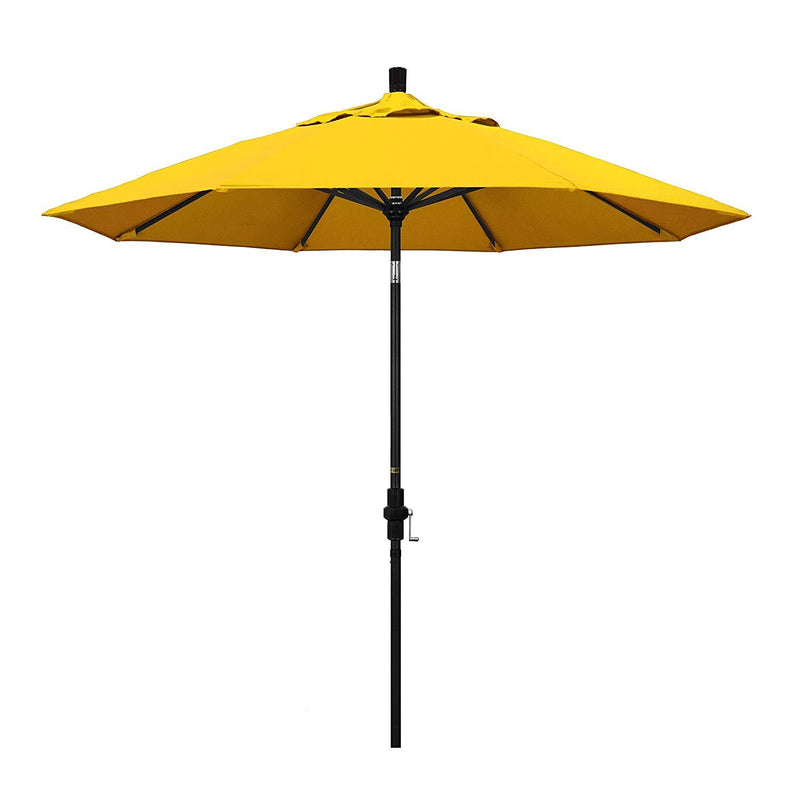 California Umbrella 9' Round Aluminum Market Umbrella, Crank Lift, Collar Tilt, White Pole, Sunbrella Pacific Blue