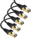 Maximm Cat7 Ethernet Cable, 15 Feet, Green, 5-Pack - Pure Copper - RJ45 Gold-Plated Snagless Connectors 600 MHz, 10 Gbps. for Fast Network & Computer Networking + Cable Clips and Ties