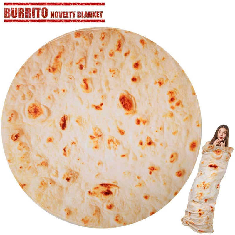 LetsFunny Burrito Tortilla Wrap Blanket, Burrito Wrap Novelty Blanket Tortilla Towel for Adults/Kids, Giant Round Beach Towel/Throw Blanket/Picnic Blanket (Yellow 6, 71.00)