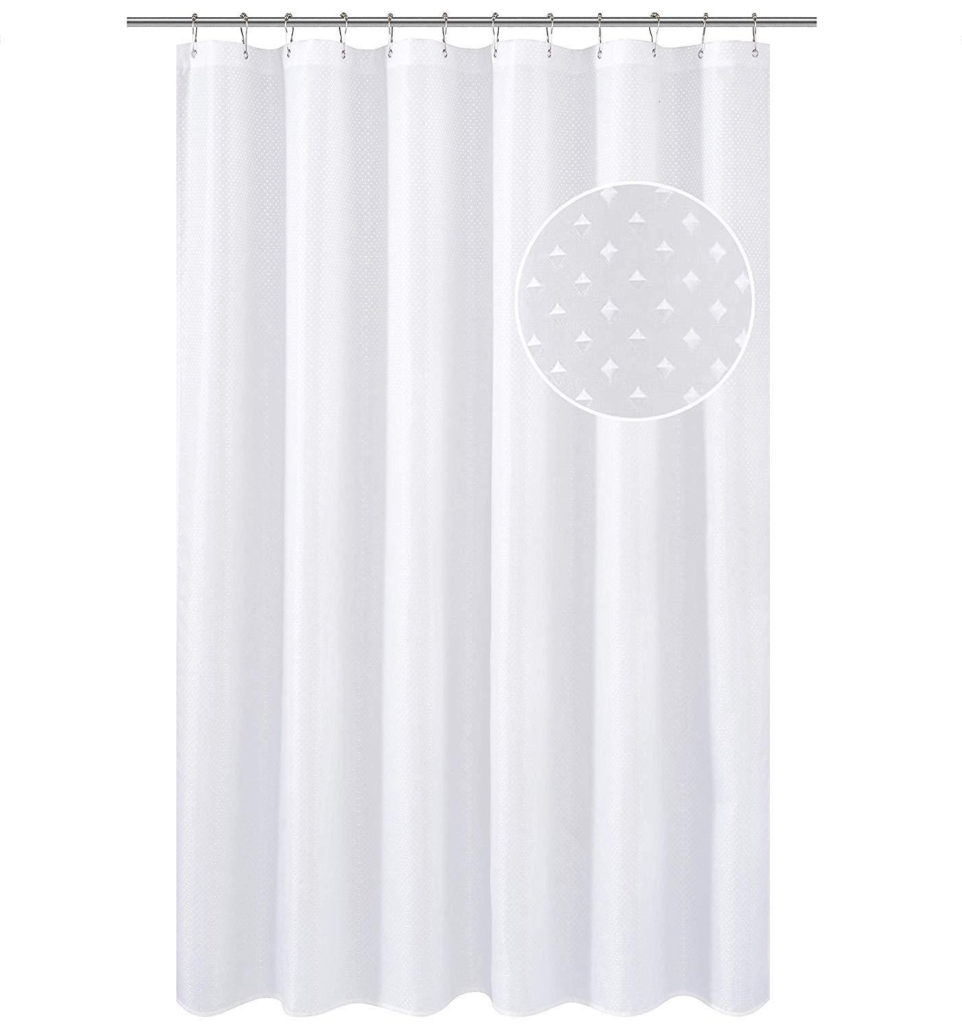 N&Y HOME Caregiver Attendant 36 inches Height Weighted Fabric Shower Curtain Machine Washable,Water Repellent Bathroom Curtains with Grommets, White, 48x36 inch