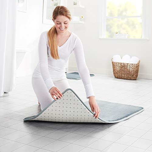 Office Marshal Memory Foam Bath Mat Non Slip Absorbent Super Cozy Velvet Bathroom Rug Carpet (60 inches X 17 inches, Gray)