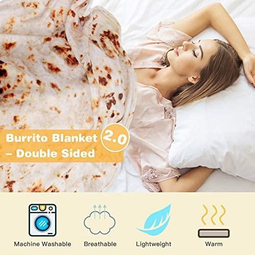 LetsFunny Burrito Tortilla Wrap Blanket, Burrito Wrap Novelty Blanket Tortilla Towel for Adults/Kids, Giant Round Beach Towel/Throw Blanket/Picnic Blanket (Yellow 6, 71.00)