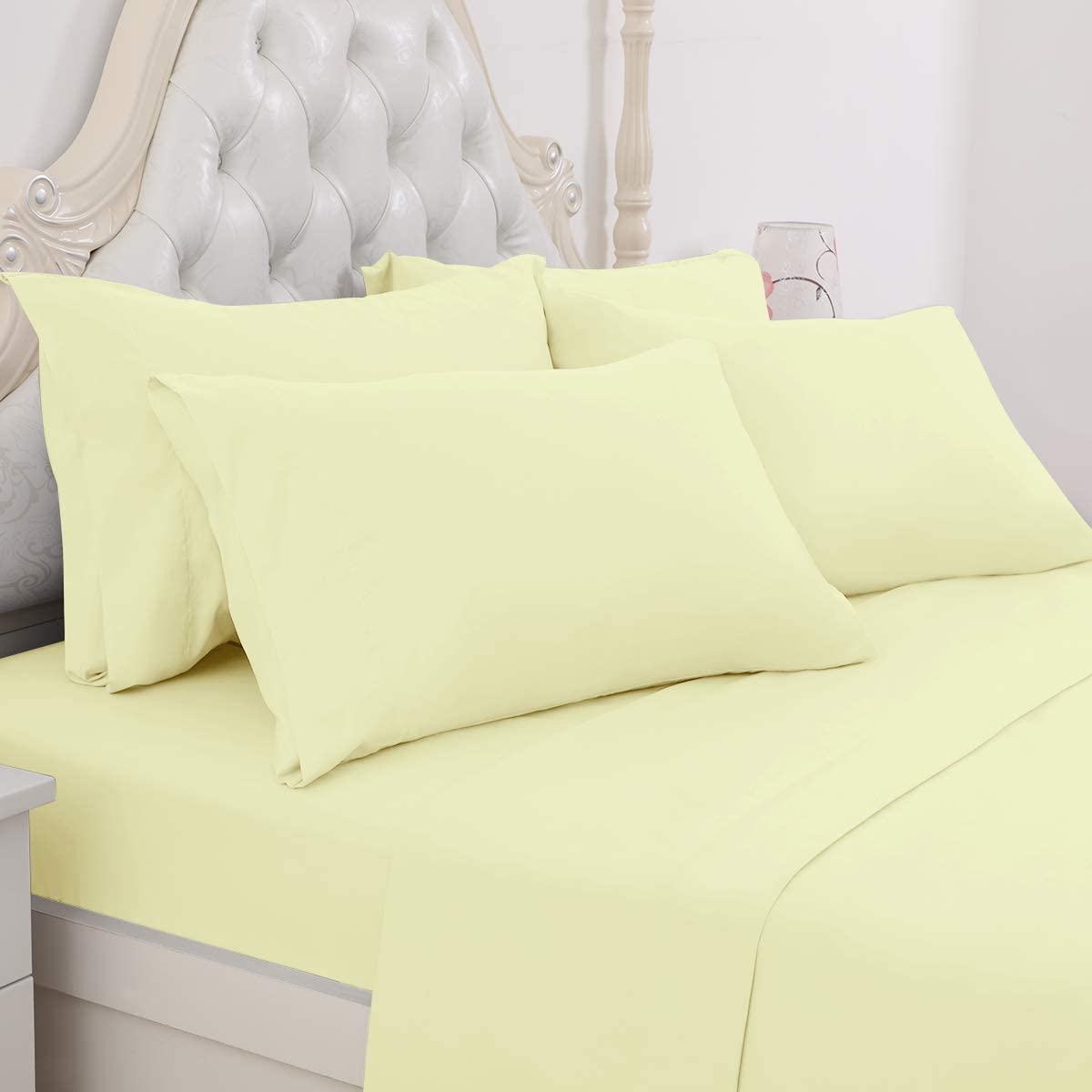 BYSURE Hotel Luxury Bed Sheets Set 4 Piece(Twin, Black) - Super Soft 1800 Thread Count 100% Microfiber Sheets with Deep Pockets, Wrinkle & Fade Resistant