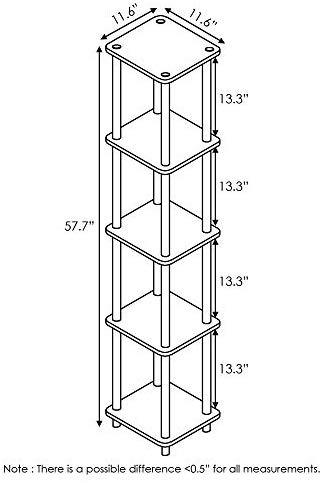 Furinno (99557BK/GY) Turn-N-Tube 4-Tier Multipurpose Shelf Display Rack - Black/Grey