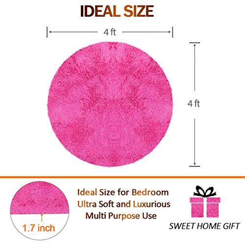 PAGISOFE Ultra Soft 4.5cm Velvet Bedroom Rugs Kids Room Carpet Modern Shaggy Area Rugs Home Decor 2.6' X 5.3', Hot-Pink