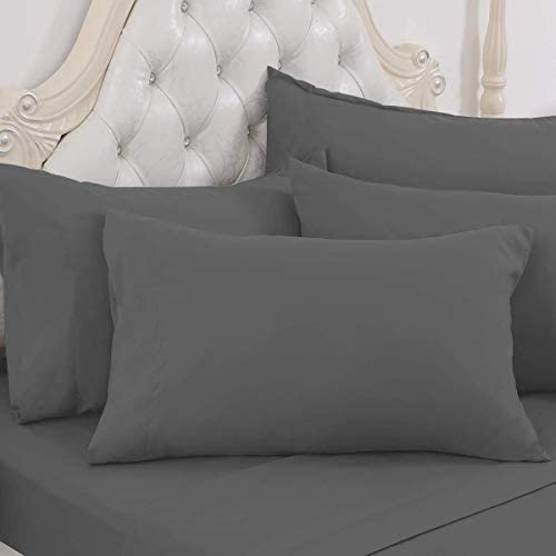 BYSURE Hotel Luxury Bed Sheets Set 4 Piece(Twin, Black) - Super Soft 1800 Thread Count 100% Microfiber Sheets with Deep Pockets, Wrinkle & Fade Resistant